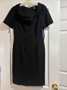 Chaps Black Midi Dress with Draped Cowl Neck